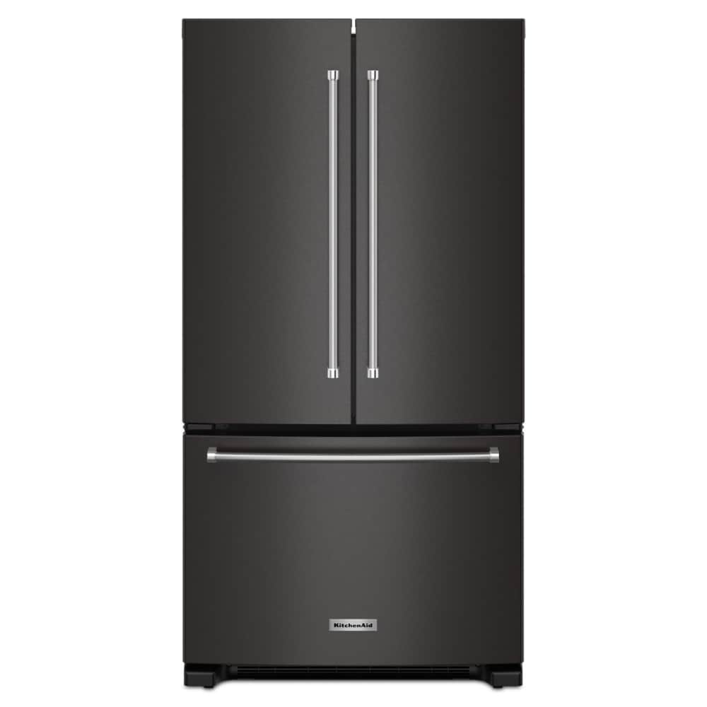 KitchenAid Counter-Depth 20-cu ft 3 -Door French Door Refrigerator with Ice Maker ( Black Stainless Steel ) ENERGY STAR Certified