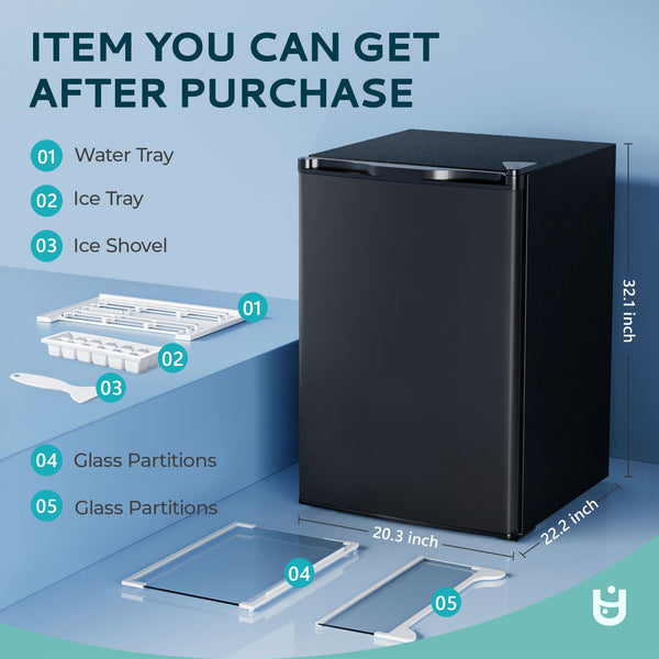 Euhomy 4.4-cu ft Built-In Mini Fridge with Freezer ( Black ) Garage Ready