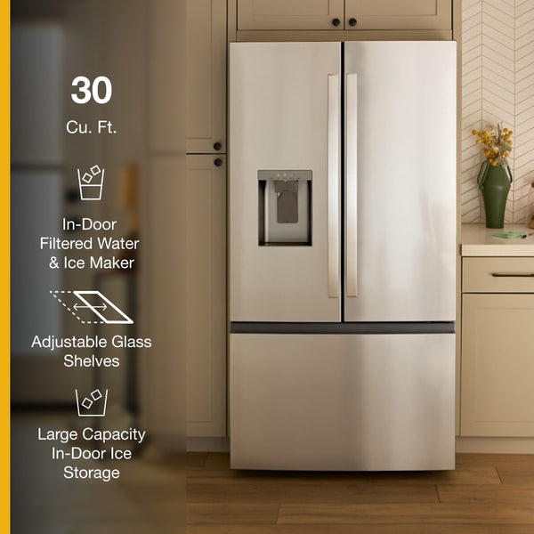 Whirlpool Standard-Depth 29.58-cu ft 3 -Door French Door Refrigerator with Ice Maker with Water and Ice Dispenser ( Fingerprint Resistant Stainless Finish ) ENERGY STAR Certified
