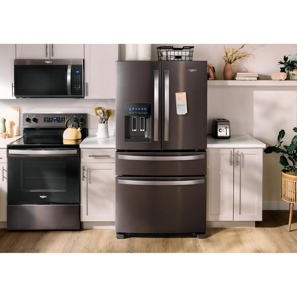 Whirlpool Standard-Depth 24.5-cu ft 4 -Door French Door Refrigerator with Ice Maker with Water and Ice Dispenser ( Black Stainless Steel ) ENERGY STAR Certified