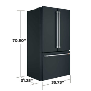 Cafe Counter-Depth 23.1-cu ft 3 -Door Smart Compatible French Door Refrigerator with Ice Maker with Water Dispenser ( Matte Black ) ENERGY STAR Certified