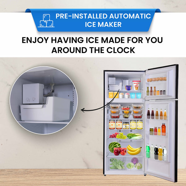 ConServ 18-cu ft Counter-Depth Top-Freezer Refrigerator with Ice Maker ( Black )