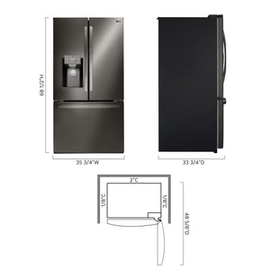 LG Standard-Depth 27.7-cu ft 3 -Door Smart Compatible French Door Refrigerator with Ice Maker with Water and Ice Dispenser ( Printproof Black Stainless Steel ) ENERGY STAR Certified