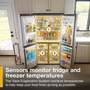 Whirlpool Counter-Depth 19.2-cu ft 4 -Door French Door Refrigerator with Ice Maker with Water and Ice Dispenser ( Fingerprint Resistant Stainless Steel )