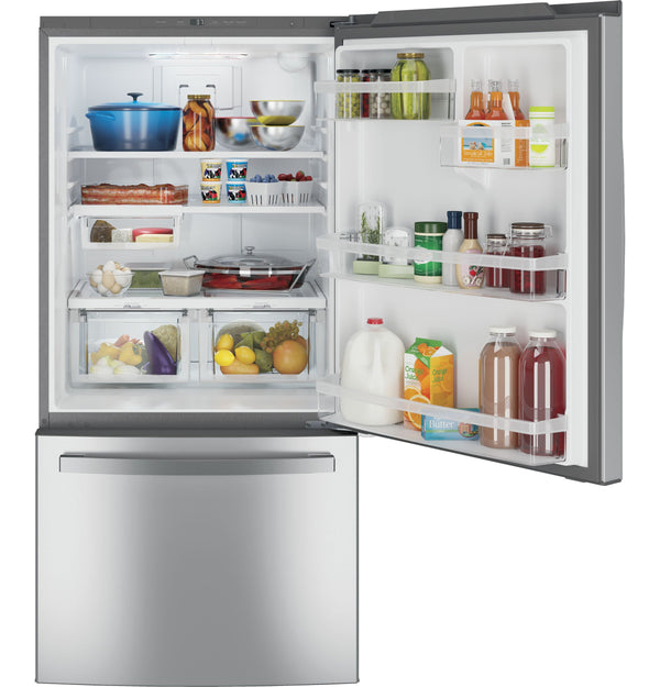 GE 24.9-Cu. Feet Standard-Depth Bottom-Freezer Refrigerator with Ice Maker ( Stainless steel ) ENERGY STAR Certified
