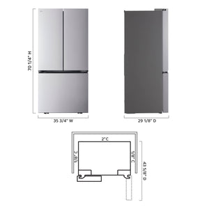 LG Counter-Depth 26.5-cu ft 3 -Door Smart Compatible French Door Refrigerator with Ice Maker with Water Dispenser ( PrintProof Stainless Steel ) ENERGY STAR Certified