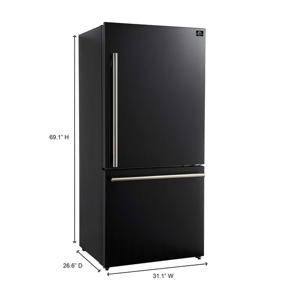 FORNO Milano Espresso 17.2-cu ft Counter-Depth Bottom-Freezer Refrigerator Black ) ENERGY STAR Certified