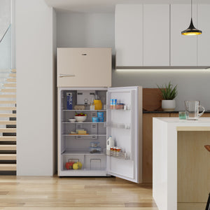 ConServ 18-cu ft Counter-Depth Top-Freezer Refrigerator with Ice Maker ( Cream )