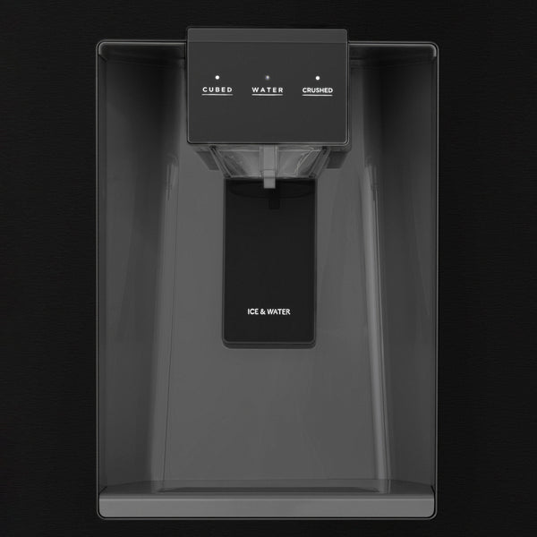 ZLINE KITCHEN & BATH Counter-Depth Autograph Edition 21.6-cu ft 4 -Door French Door Refrigerator with Ice Maker with Water Dispenser ( Fingerprint Resistant Black Stainless Steel with Champagne Bronze accent Handles ) ENERGY STAR Certified