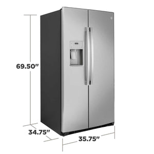 GE 25.1-cu ft Side-by-Side Refrigerator with Ice Maker ,Water and Ice Dispenser ( Stainless Steel )