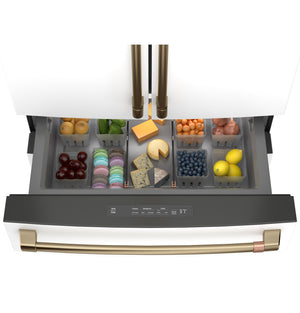 Cafe Counter-Depth 23.2-cu ft 4 -Door Smart Compatible French Door Refrigerator with Ice Maker with Water Dispenser ( Matte White ) ENERGY STAR Certified