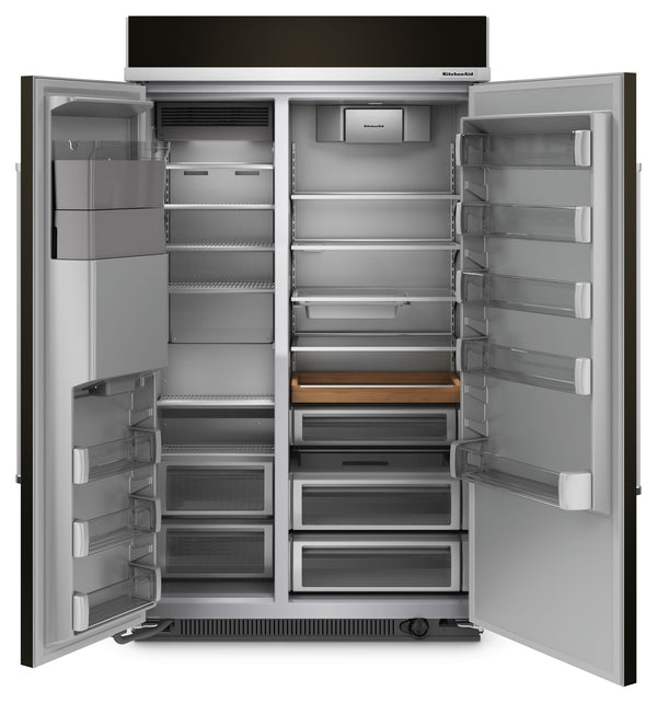 KitchenAid 25.1-cu ft Counter-Depth Side-by-Side Refrigerator Built-In ,Water and Ice Dispenser ( Black Stainless Steel with PrintShield Finish ) ENERGY STAR Certified