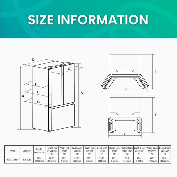 Hisense PureFlat Standard-Depth 26.6-cu ft 3 -Door French Door Refrigerator with Ice Maker with Water Dispenser ( Fingerprint resistant stainless steel ) ENERGY STAR Certified