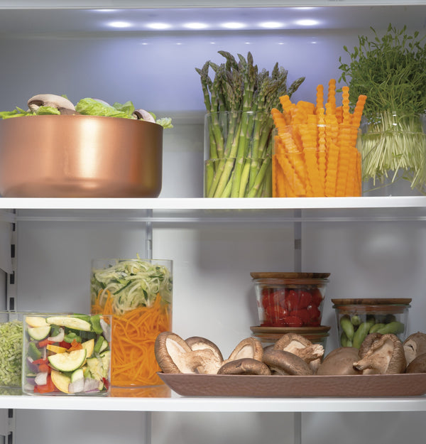 Cafe 29.5-cu ft Counter-Depth Side-by-Side Refrigerator Built-In Smart Compatible with Ice Maker ( Stainless Steel )