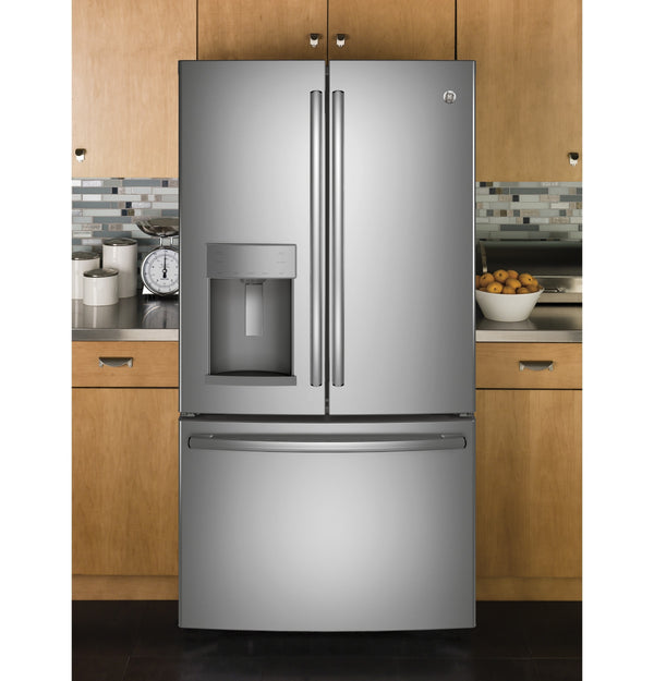 GE Standard-Depth 27.7-cu ft 3 -Door French Door Refrigerator with Ice Maker with Water and Ice Dispenser ( Stainless Steel ) ENERGY STAR Certified