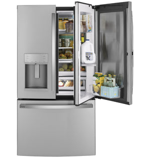 GE Profile Standard-Depth 27.8-cu ft 3 -Door French Door Refrigerator with Ice Maker with Water and Ice Dispenser and Door within Door ( Stainless Steel )