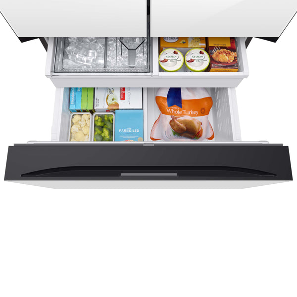 Samsung Bespoke Standard-Depth 30.1-cu ft 3.0 -Door Smart Compatible French Door Refrigerator with Dual Ice Maker with Water Dispenser ( White Glass - All Panels ) ENERGY STAR Certified