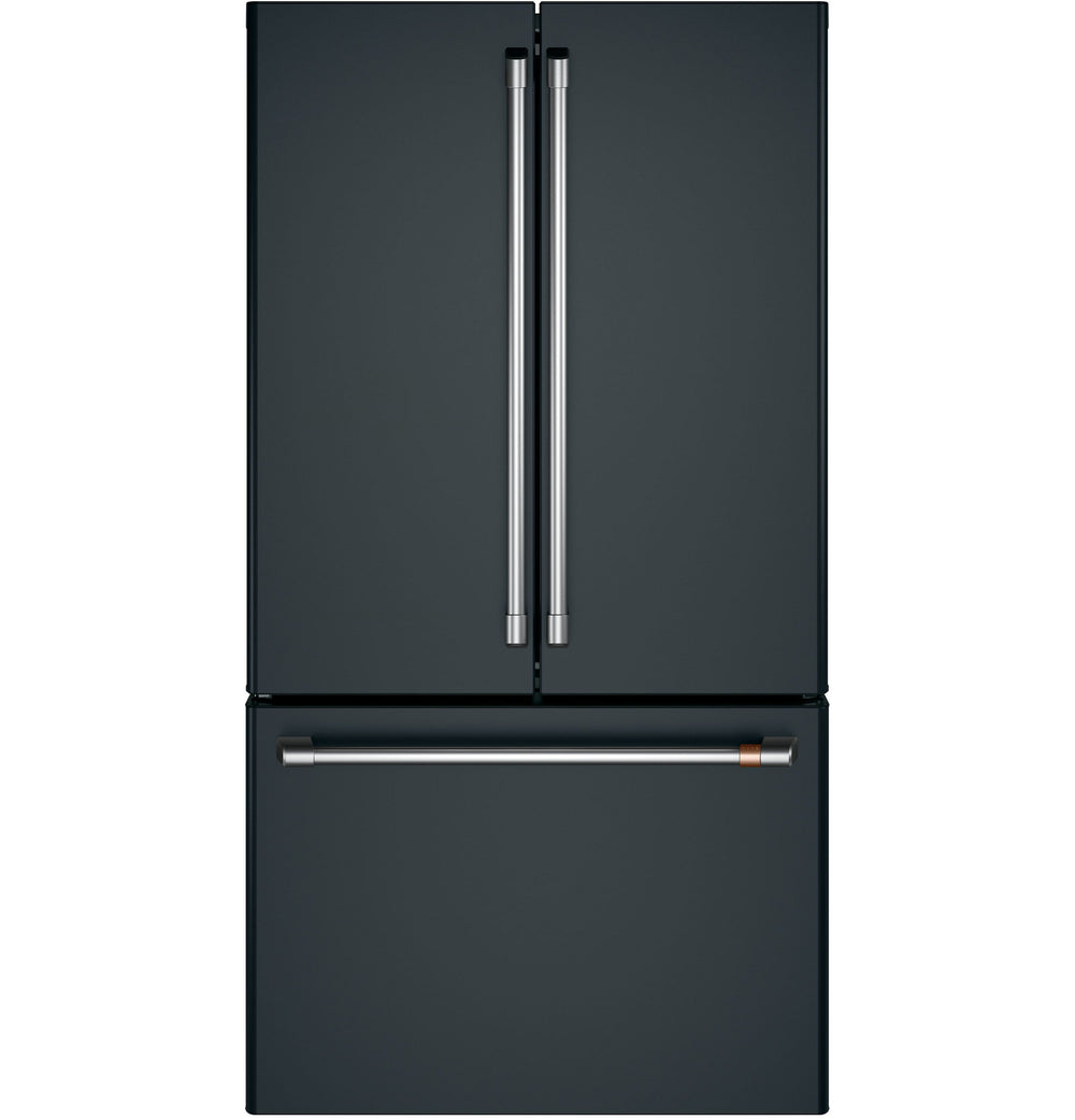 Cafe Counter-Depth 23.1-cu ft 3 -Door Smart Compatible French Door Refrigerator with Ice Maker with Water Dispenser ( Matte Black ) ENERGY STAR Certified