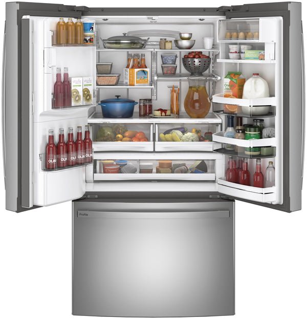 GE Profile Standard-Depth 27.8-cu ft 3 -Door French Door Refrigerator with Ice Maker with Water and Ice Dispenser ( Stainless Steel ) ENERGY STAR Certified