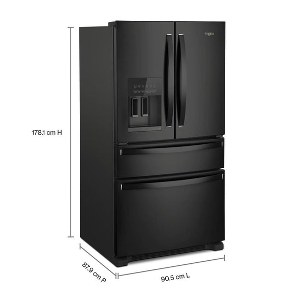 Whirlpool Standard-Depth 24.5-cu ft 4 -Door French Door Refrigerator with Ice Maker with Water and Ice Dispenser ( Black ) ENERGY STAR Certified