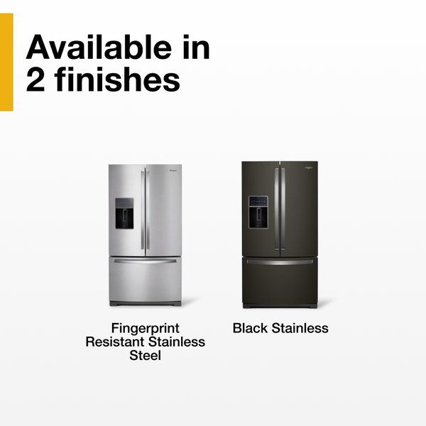 Whirlpool Standard-Depth 26.8-cu ft 3 -Door French Door Refrigerator with Dual Ice Maker with Water and Ice Dispenser ( Fingerprint Resistant Black Stainless ) ENERGY STAR Certified