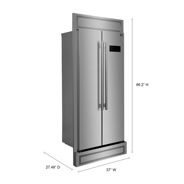FORNO Salerno 15.6-cu ft Counter-Depth Side-by-Side Refrigerator Built-In ( Stainless steel )