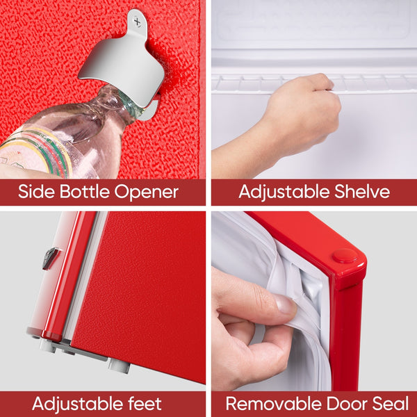 Upstreman 1.7-cu ft Retro Mini Fridge(Red)ENERGY STAR