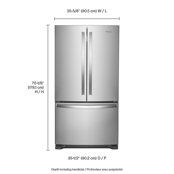 Whirlpool Standard-Depth 25.2-cu ft 3 -Door French Door Refrigerator with Ice Maker ( Stainless Steel ) ENERGY STAR Certified