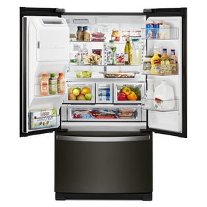 Whirlpool Standard-Depth 26.8-cu ft 3 -Door French Door Refrigerator with Dual Ice Maker with Water and Ice Dispenser ( Fingerprint Resistant Black Stainless ) ENERGY STAR Certified