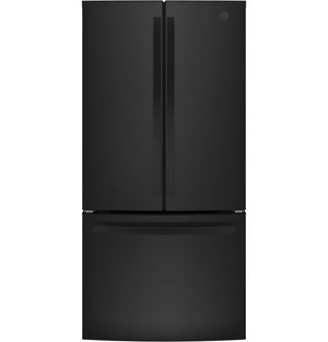 GE Standard-Depth 24.8-cu ft 3 -Door French Door Refrigerator with Ice Maker with Water Dispenser ( Black ) ENERGY STAR Certified
