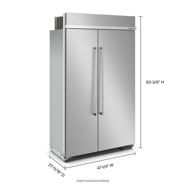 KitchenAid 30-cu ft Counter-Depth Side-by-Side Refrigerator Built-In with Ice Maker ( Stainless Steel with PrintShield Finish )