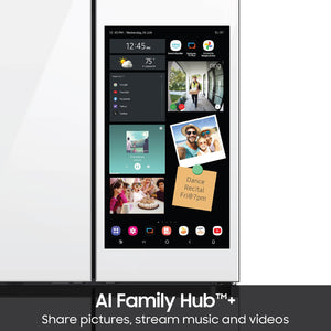 Samsung Bespoke Standard-Depth Family Hub 28.6-cu ft 4 -Door Smart Compatible French Door Refrigerator with Dual Ice Maker with Water Dispenser and Door within Door ( White Glass ) ENERGY STAR Certified