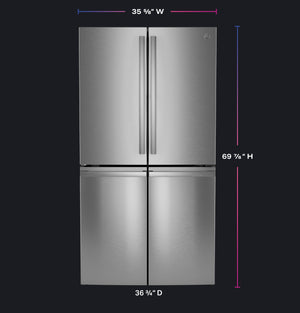 GE Profile Standard-Depth 28.3-cu ft 4 -Door Smart Compatible French Door Refrigerator with Ice Maker with Water Dispenser ( Stainless Steel ) ENERGY STAR Certified