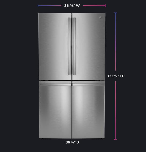 GE Profile Standard-Depth 28.3-cu ft 4 -Door Smart Compatible French Door Refrigerator with Ice Maker with Water Dispenser ( Stainless Steel ) ENERGY STAR Certified