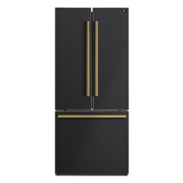 FORNO Counter-Depth Espresso Gallipoli 17.5-cu ft 3 -Door French Door Refrigerator with Ice Maker with Ice Dispenser ( Black ) ENERGY STAR Certified