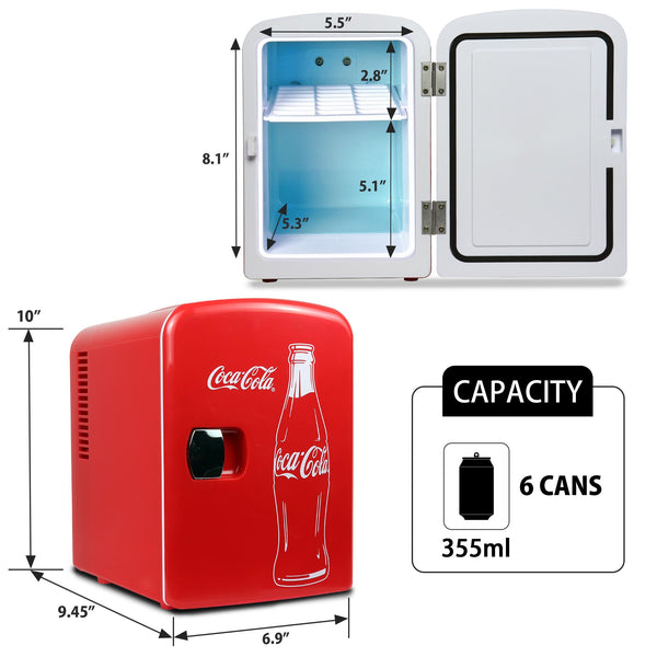 Coca-Cola Classic Coke Bottle 4L 6 Can Portable Cooler 0.14-cu ft ( Red, White )