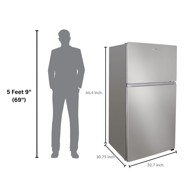 ConServ Reversible Door with Built-in Ice Maker 21-cu ft Top-Freezer Refrigerator with Ice Maker ( Stainless ) ENERGY STAR Certified