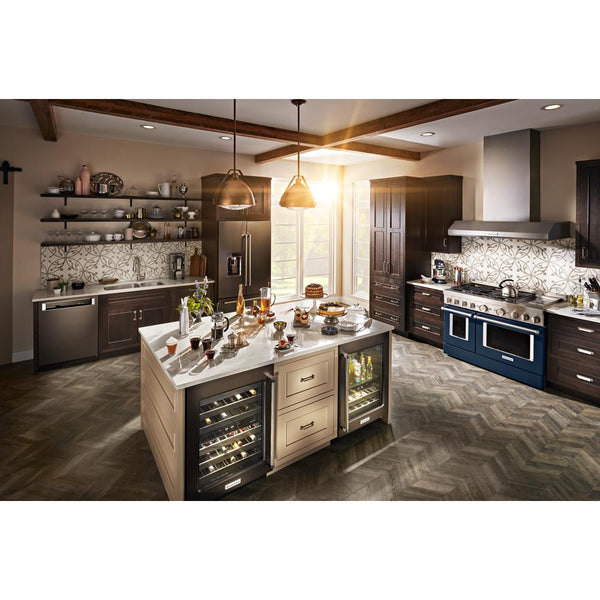 KitchenAid Counter-Depth 23.8-cu ft 3 -Door French Door Refrigerator with Ice Maker with Water and Ice Dispenser ( Black Stainless Steel with PRINTSHIELD Finish )