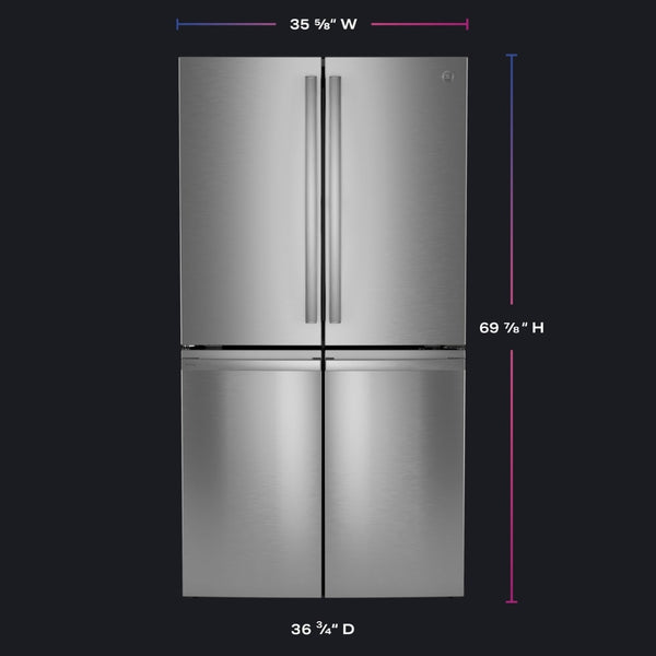 GE Profile Standard-Depth 28-cu ft 4 -Door Smart Compatible French Door Refrigerator with Ice Maker with Water Dispenser and Door within Door ( Fingerprint-resistant Stainless Steel ) ENERGY STAR Certified