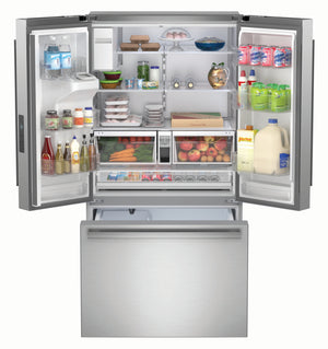 Sharp Standard-Depth 28.9-cu ft 3 -Door French Door Refrigerator with Ice Maker with Water and Ice Dispenser ( Stainless Steel ) ENERGY STAR Certified