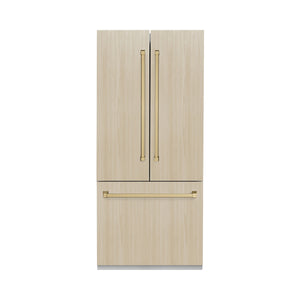 ZLINE KITCHEN & BATH Counter-Depth 19.6-cu ft 3 -Door Built-In French Door Refrigerator with Ice Maker with Water and Ice Dispenser ( Panel-Ready ) ENERGY STAR Certified