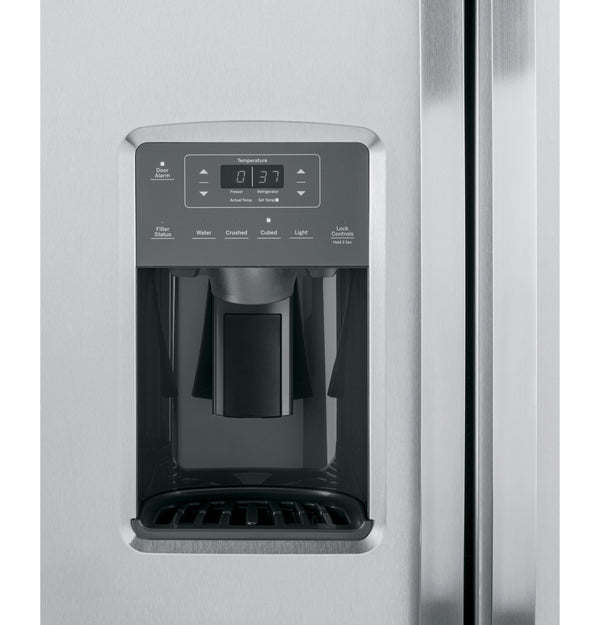 GE 25.3-cu ft Side-by-Side Refrigerator with Ice Maker ,Water and Ice Dispenser ( Stainless steel ) ENERGY STAR Certified