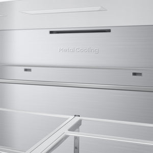 Samsung Bespoke Counter-Depth Family Hub 22.5-cu ft 4 -Door Smart Compatible French Door Refrigerator with Dual Ice Maker with Water Dispenser and Door within Door ( Charcoal Glass Top with Stainless Steel Bottom Panels ) ENERGY STAR Certified