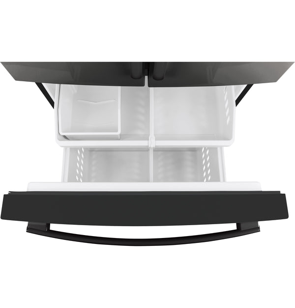 GE Standard-Depth 27-cu ft 3 -Door French Door Refrigerator with Ice Maker with Water Dispenser ( Black ) ENERGY STAR Certified