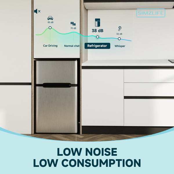 SIMZLIFE 3.2-cu ft Built-In Mini Fridge with Freezer ( Silver )