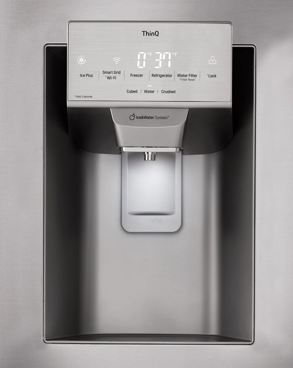 LG Standard-Depth 27.7-cu ft 3 -Door Smart Compatible French Door Refrigerator with Ice Maker with Water and Ice Dispenser ( Printproof Stainless Steel ) ENERGY STAR Certified