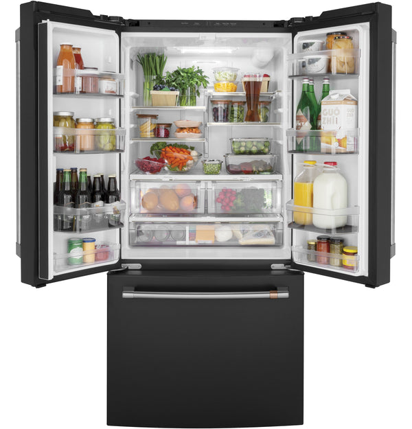 Cafe Counter-Depth 18.6-cu ft 3 -Door French Door Refrigerator with Ice Maker with Water Dispenser ( Matte Black ) ENERGY STAR Certified
