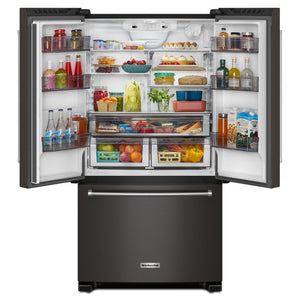 KitchenAid Counter-Depth 20-cu ft 3 -Door French Door Refrigerator with Ice Maker ( Black Stainless Steel ) ENERGY STAR Certified
