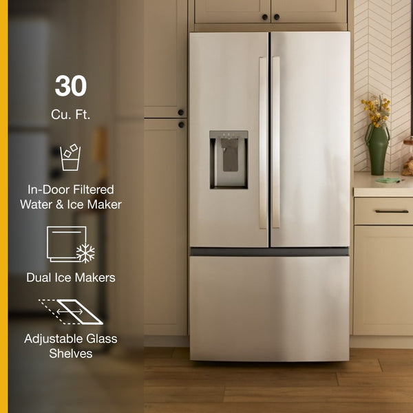 Whirlpool Standard-Depth 29.58-cu ft 3 -Door French Door Refrigerator with Dual Ice Maker with Water and Ice Dispenser ( Fingerprint Resistant Stainless Finish ) ENERGY STAR Certified