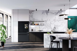 Samsung Bespoke 3-Door French Door Standard-Depth Black Smart Hub Refrigerator (2 Panels Sold Separately)